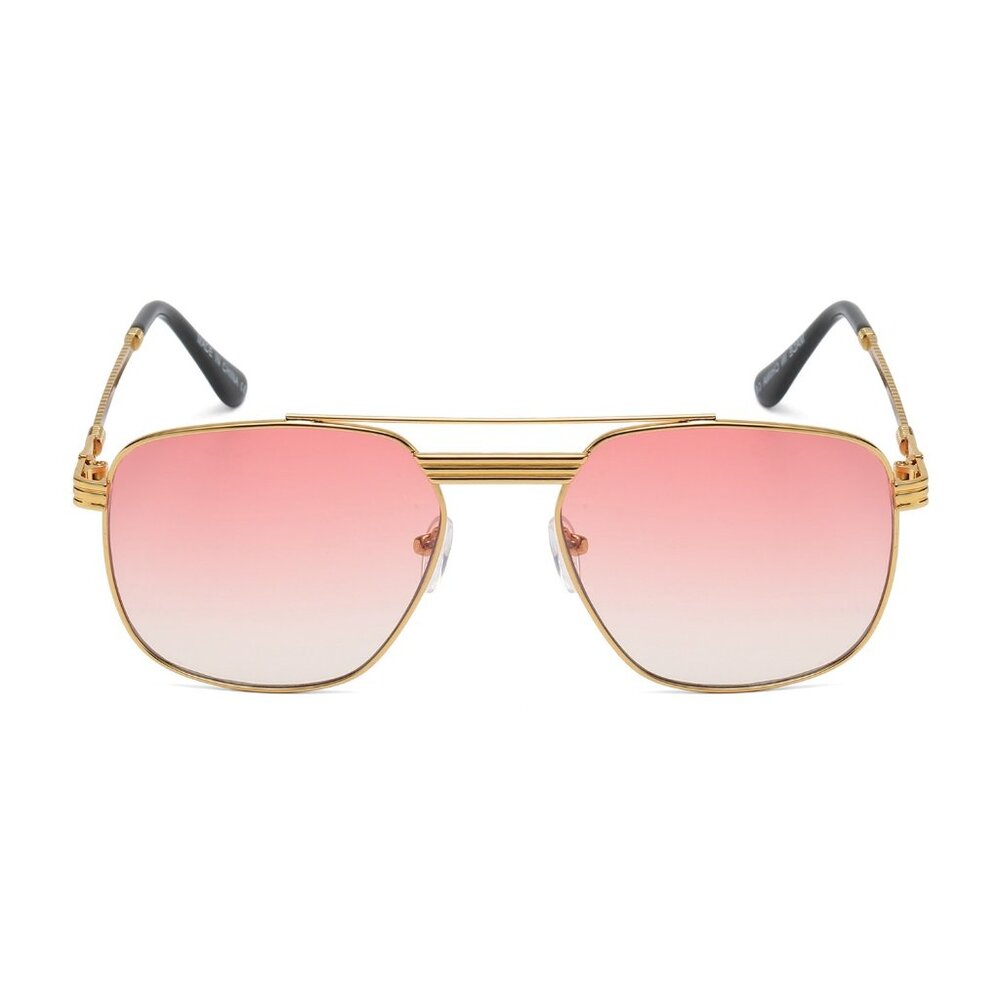 Men Women Sunglasses Pink Lens Trendy Luxury Retro Shades‎ Gold Metal Lentes New